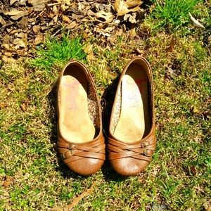 Brown flats with memory foam